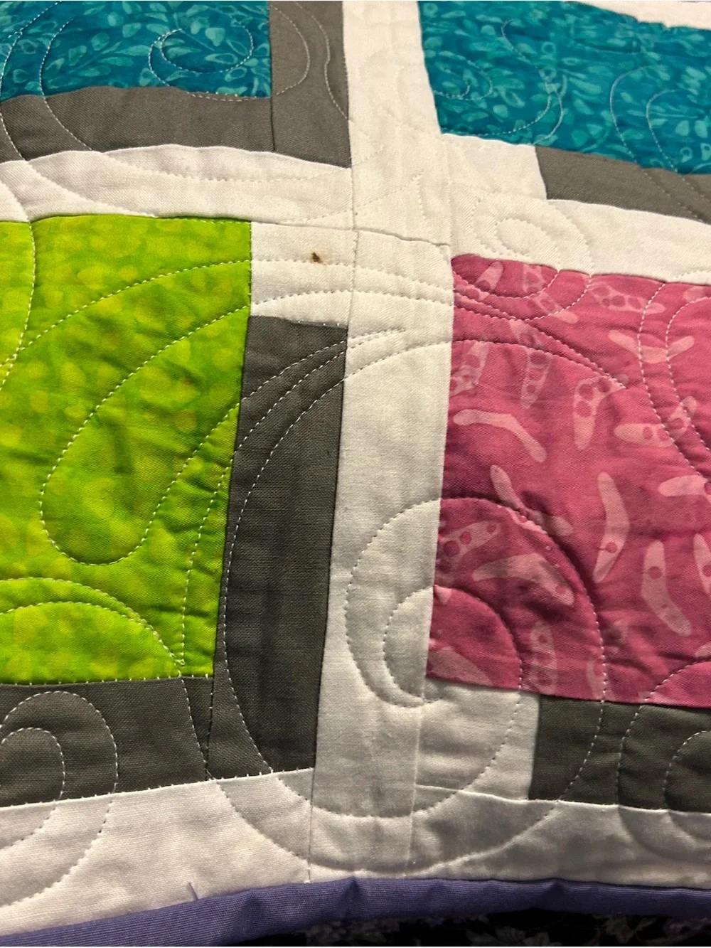 ONE OF A KIND- HANDCRAFTED Block& Shadow Quilt - Multicolor